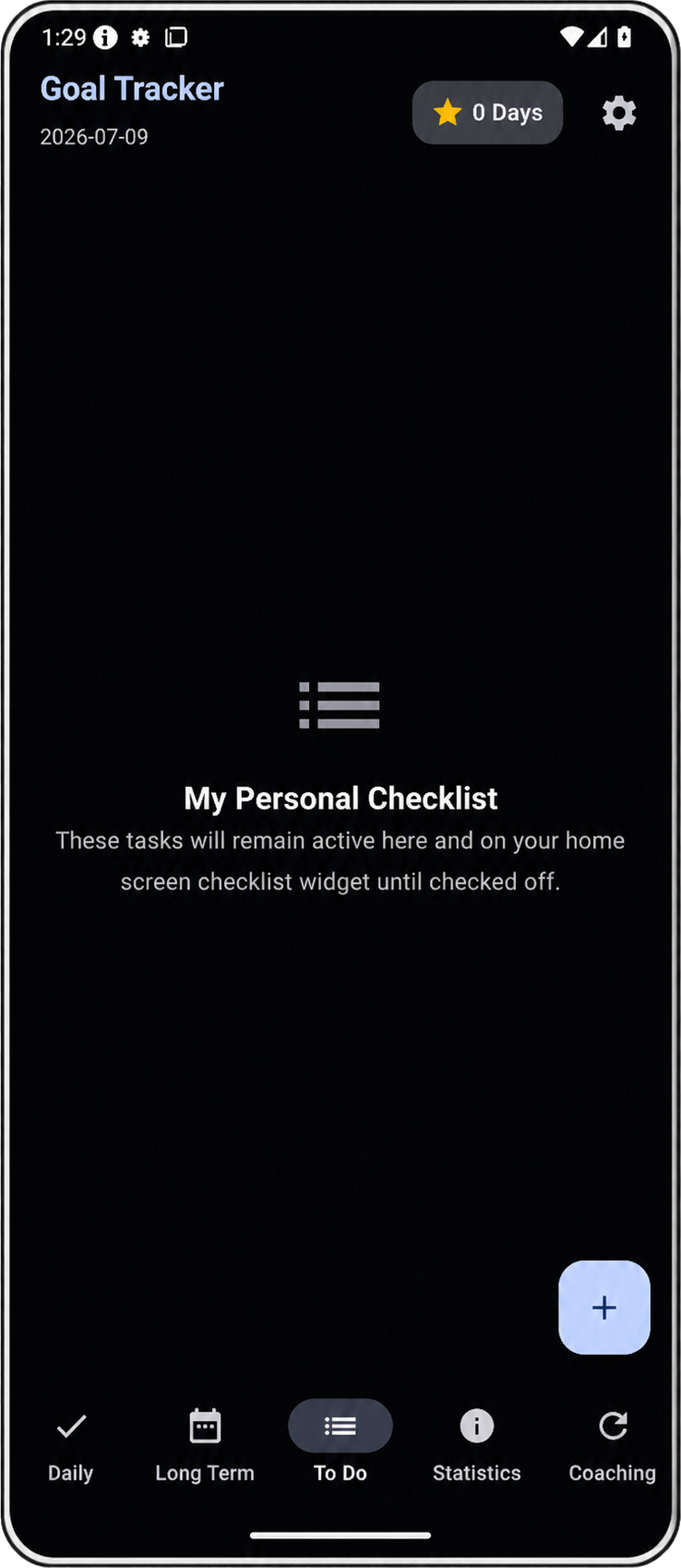 Easy Goal Tracker to-do empty state