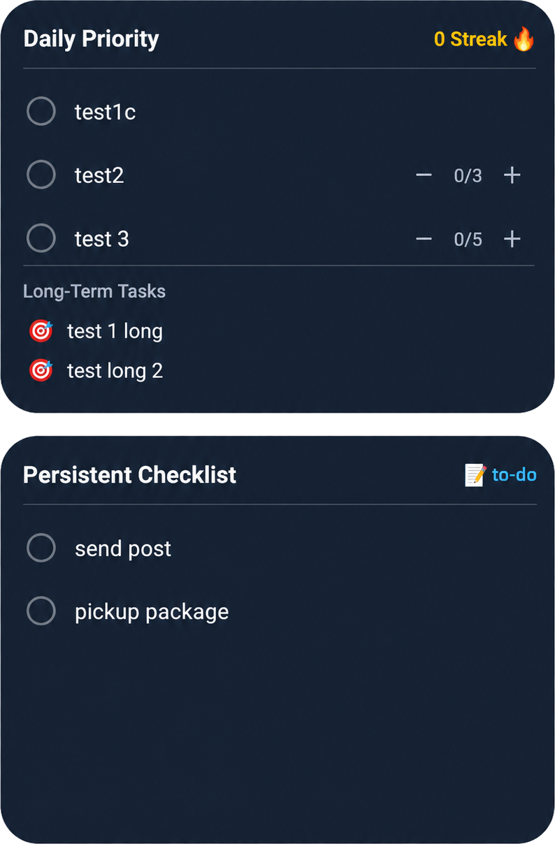 Easy Goal Tracker checklist widgets